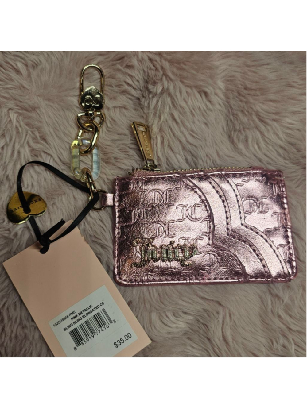 Juicy Couture Metallic Pink Bling Bling Card Case